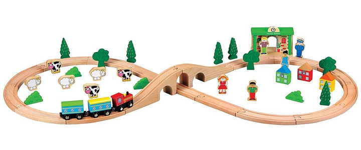 Drewniany tor kolejowy Bigjigs Toys 50 elementów L50029 (6955273550292) - obraz 1