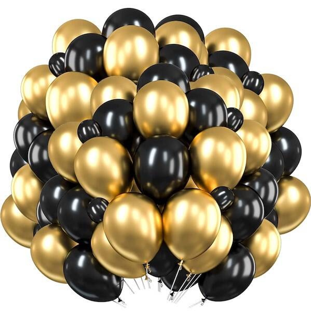Balony Springos PS0048 100 szt Złoty-czarny (5907719458670) - obraz 1