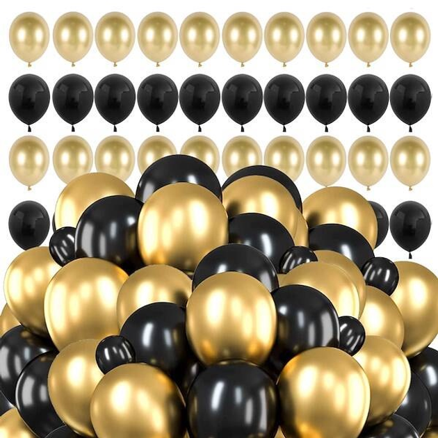 Balony Springos PS0048 100 szt Złoty-czarny (5907719458670) - obraz 3