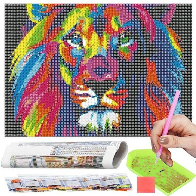 Zestaw do haftu diamentowego Springos mozaika lew 40 x 30 cm DP0040 (5907719467900) - obraz 2