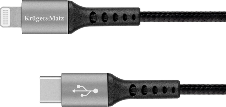 Kabel Kruger&Matz USB-C - Lightning 1 m Black/Grey (5901890076142) - obraz 2
