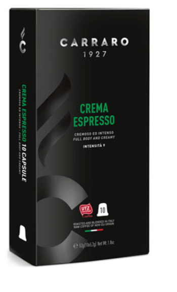 Кава в капсулах Nespresso Carraro Crema Espresso 10 шт - Фото 1 Кава в капсулах Nespresso Carraro Crema Espresso 10 шт - зображення 1