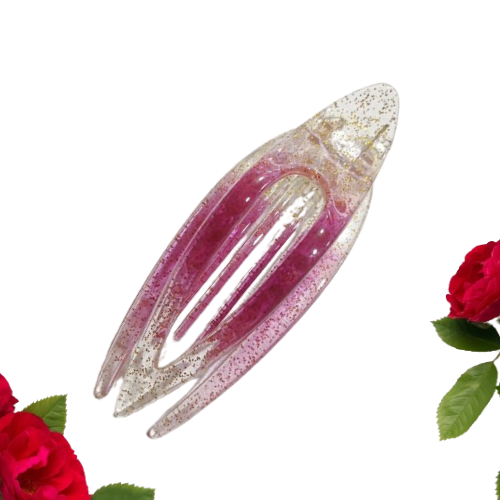 Шпилька качечка краб бічний з блискітками 9.5 см Fashion Jewelry малиновий - Фото 2 Шпилька качечка краб бічний з блискітками 9.5 см Fashion Jewelry малиновий - зображення 2