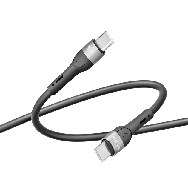 Кабель USB Ridea RC-XS51 X-Silicone Type-C to Type-C 60W 1.2m Чорний - Фото 5 Кабель USB Ridea RC-XS51 X-Silicone Type-C to Type-C 60W 1.2m Чорний - зображення 5
