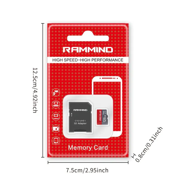 TF карта пам'яті microSD Rammind Class 10 UHS-1 64Gb з адаптером - зображення 2