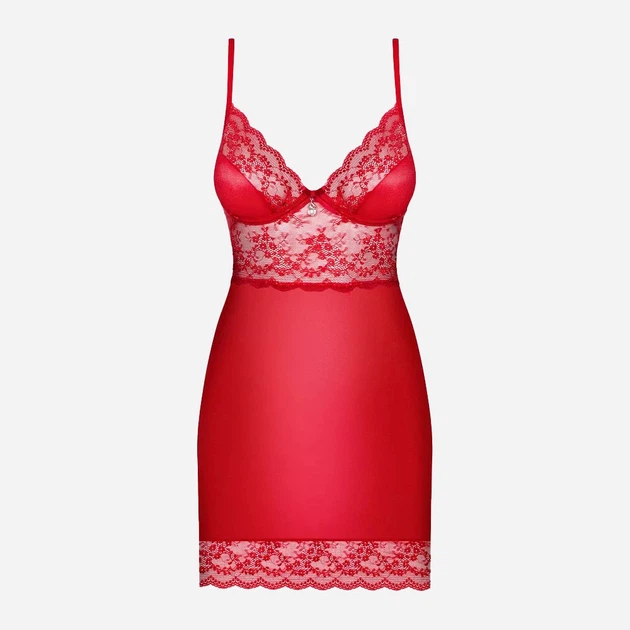 Komplet erotyczny (halka + stringi) Obsessive Lovica 2XL/3XL Red (5901688213308) - obraz 3