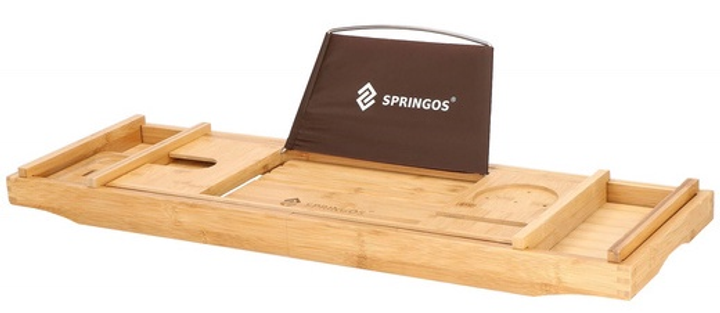 Półka nakładka na wannę Springos regulowana bambusowa 75-110.5 cm HA1024 (5907719428161) - obraz 3