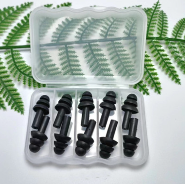 Беруші силіконові бервуха в пластиковому кейсі 5 пар Silicone Earplugs Black - изображение 2