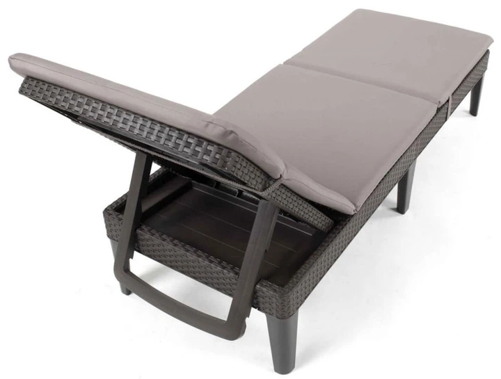 Шезлонг лежак Keter Jaipur Sun Lounger коричневий з матрацом садовий (255891) - изображение 8