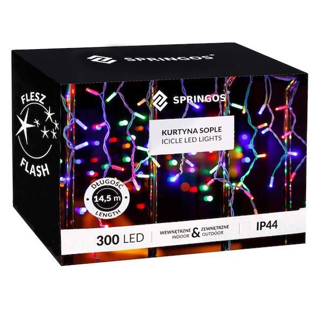 Kurtyna świetlna Springos CL0319 300 LED Multikolor (5907719425566) - obraz 2