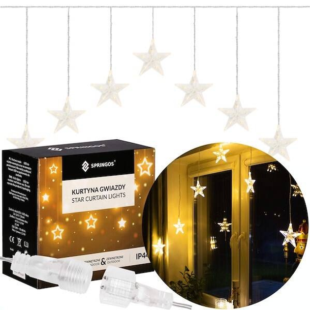 Kurtyna świetlna Springos CL4016 70 LED Gwiazdki (5907719426181) - obraz 4
