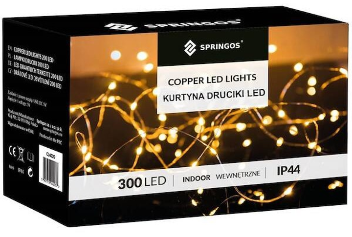 Kurtyna świetlna Springos CL0183 Druciki 300 LED (5907719426969) - obraz 2