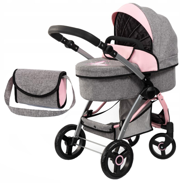 Wózek dla lalki Bayer Design City Max 17533AA Szaro-różowy (4003336175332) - obraz 1