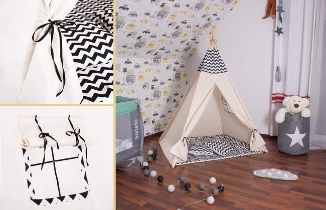 Namiot tipi dla dzieci Springos Czarne zygzaki TIP02 (5907719425917) - obraz 2