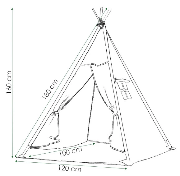 Namiot tipi dla dzieci Springos Czarne zygzaki TIP02 (5907719425917) - obraz 10