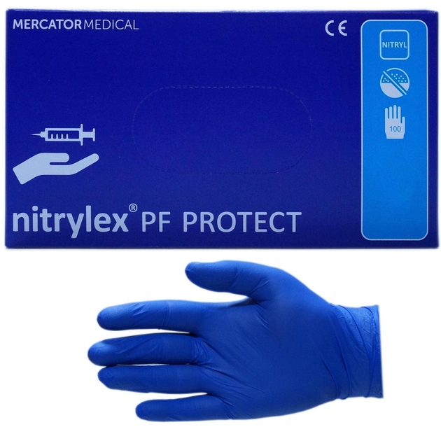 Перчатки синие Nitrylex Protect Blue PF нитриловые неопудренные XL 100 шт - изображение 1