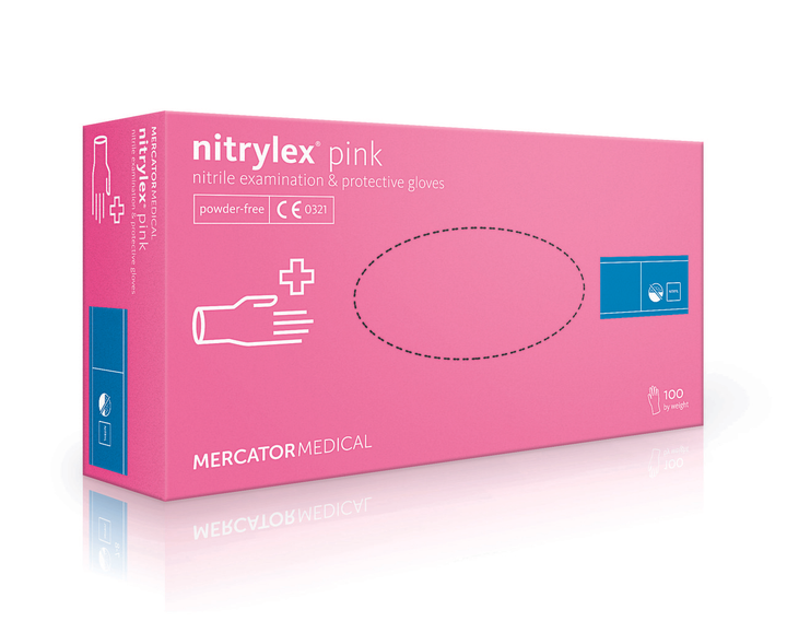 Рукавички рожеві Nitrylex Pink 10 УП (1000 шт.) нітрилові - зображення 1