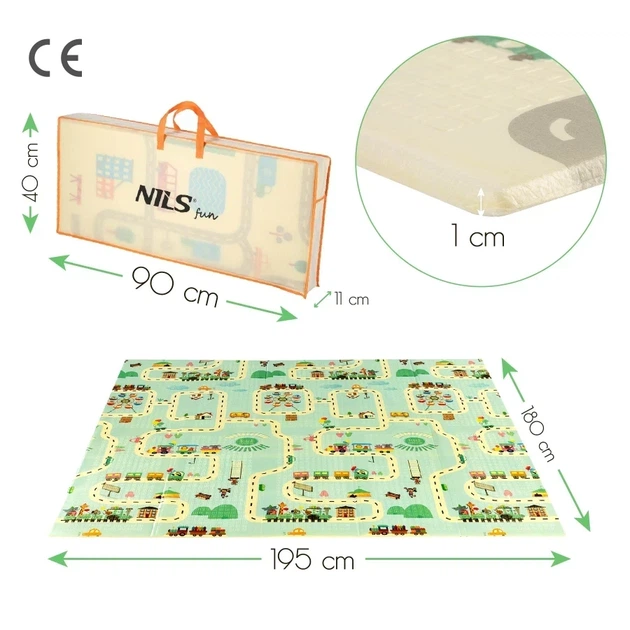 Дитячий складаний килимок Nils Fun City MD04 195x180 см - зображення 6