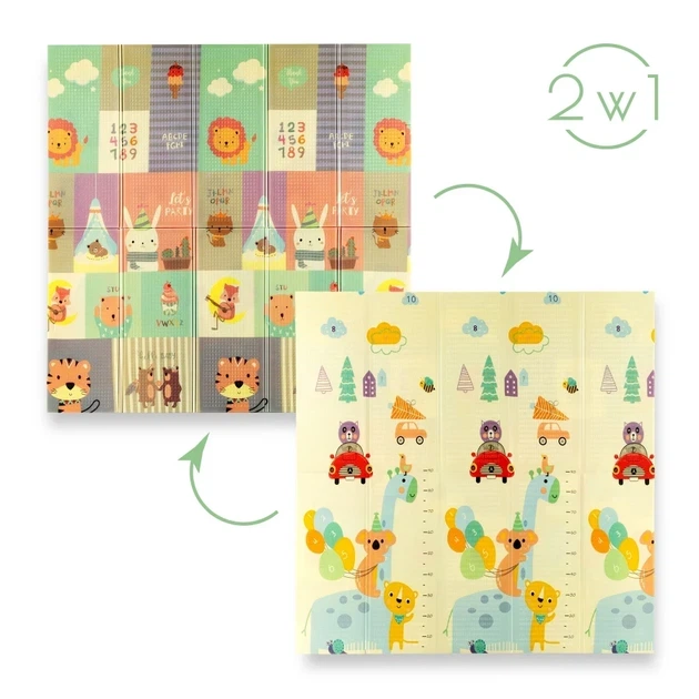 Дитячий термокилимок Nils Fun MD04 Zoo (195 x 180 см) складаний — Двосторонній розвиваючий килимок XPE для повзання та ігор - зображення 4