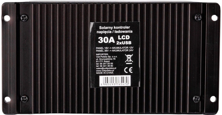 Контролер сонячної панелі Volt Polska SOL PWM 30A 2xUSB (3IPSSOLU30) - зображення 4