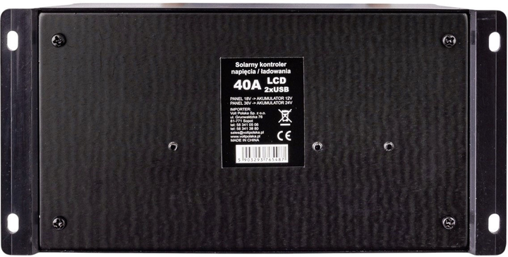 Sterownik paneli słonecznych Volt Polska SOL PWM 40A 2xUSB (3IPSSOLU40) - obraz 3