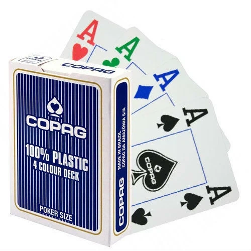 Пластикові гральні карти Copag 4 Colour Jumbo Index синя - Фото 1 Пластикові гральні карти Copag 4 Colour Jumbo Index синя - зображення 1