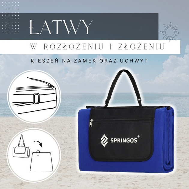 Ковдра для пікніка Springos пляжна 200 x 150 см синя (5907719450612) - зображення 13