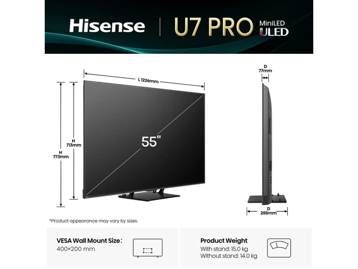 Телевізор Hisense 55U7Q PRO - Фото 4 Телевізор Hisense 55U7Q PRO - изображение 4