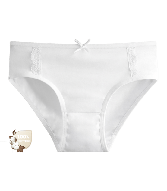 Однотонные трусы слипы для девочки с кружевом - Donella - 4145D7 - 134-140 см - Белый - Фото 1 Однотонные трусы слипы для девочки с кружевом - Donella - 4145D7 - 134-140 см - Белый - изображение 1