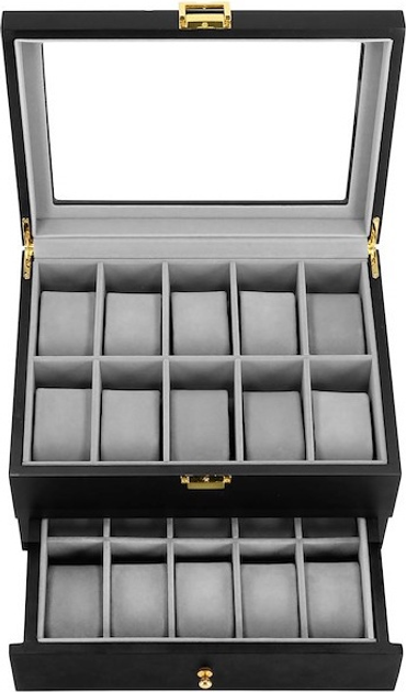 Шкатулка для годинників Springos HA1067 чорно-сіра 29 x 21.5 x 16 см (5907719433462) - зображення 3