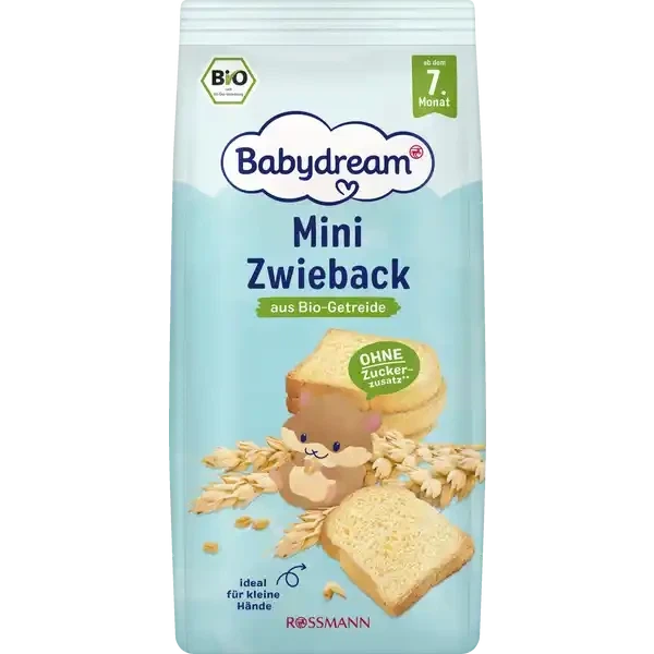 Дитячі сухаріки Babydream Mini Zwieback для дітей з 7 місяців - Фото 1 Дитячі сухаріки Babydream Mini Zwieback для дітей з 7 місяців - изображение 1