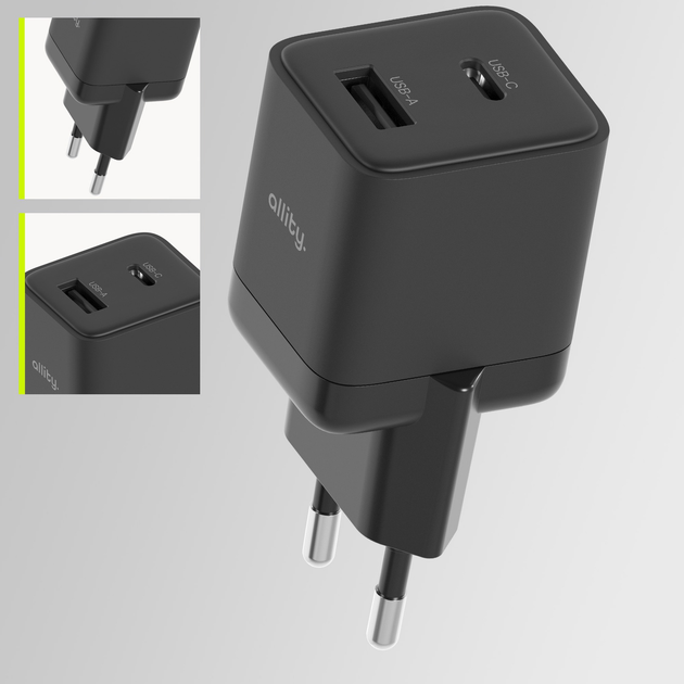 Ładowarka sieciowa Allity GaN PD QC ATC-01-30WAC 1x USB-C 1x USB-A 30W Black (5906667550153) - obraz 5