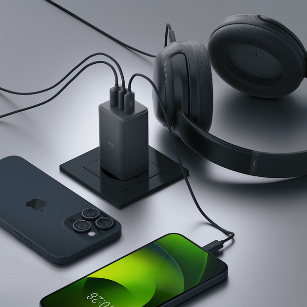 Зарядний пристрій Allity GaN PD QC ATC-01-65WACC 2x USB-C + 1x USB-A 65W Black (5906667550177) - зображення 9