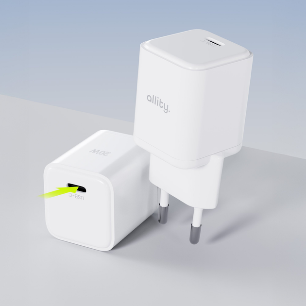 Зарядний пристрій Allity GaN PD QC ATC-01-20WC 1x USB-C 20W White (5906667550344) - зображення 4
