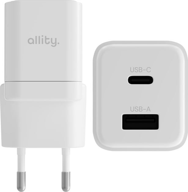 Ładowarka sieciowa Allity GaN PD QC ATC-01-20WAC 1x USB-C 1x USB-A 20W White (5906667550351) - obraz 3