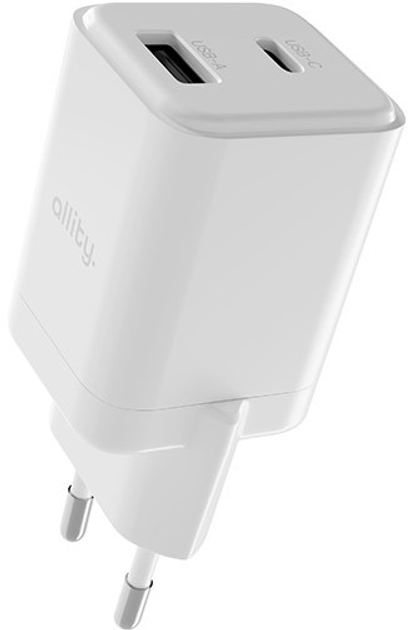 Зарядний пристрій Allity GaN PD QC ATC-01-30WAC 1x USB-C 1x USB-A 30W White (5906667550368) - зображення 2