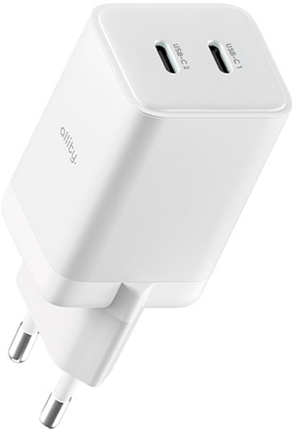 Зарядний пристрій Allity GaN PD QC ATC-01-45WCC 2x USB-C 45W White (5906667550375) - зображення 1