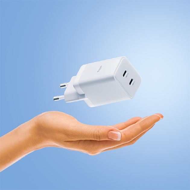 Зарядний пристрій Allity GaN PD QC ATC-01-45WCC 2x USB-C 45W White (5906667550375) - зображення 6