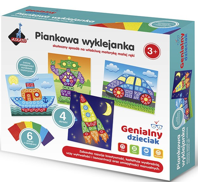 Mozaika Askato Genialny Dzieciak Piankowa wyklejanka 700 elementów (6901440102764) - obraz 1