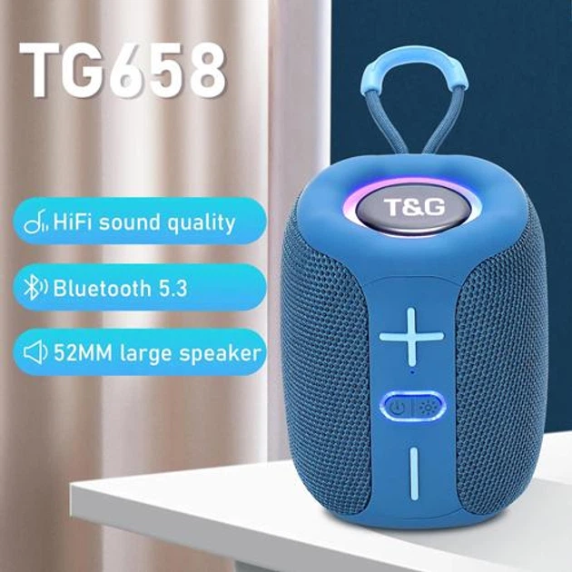 Bluetooth-колонка TG658 з RGB ПІДСВІЧУВАННЯМ, speakerphone, радіо, blue - изображение 2