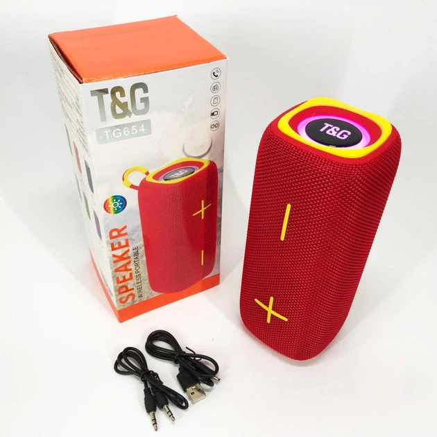 Портативна колонка TG 654 red 8W з підсвічуванням - изображение 3