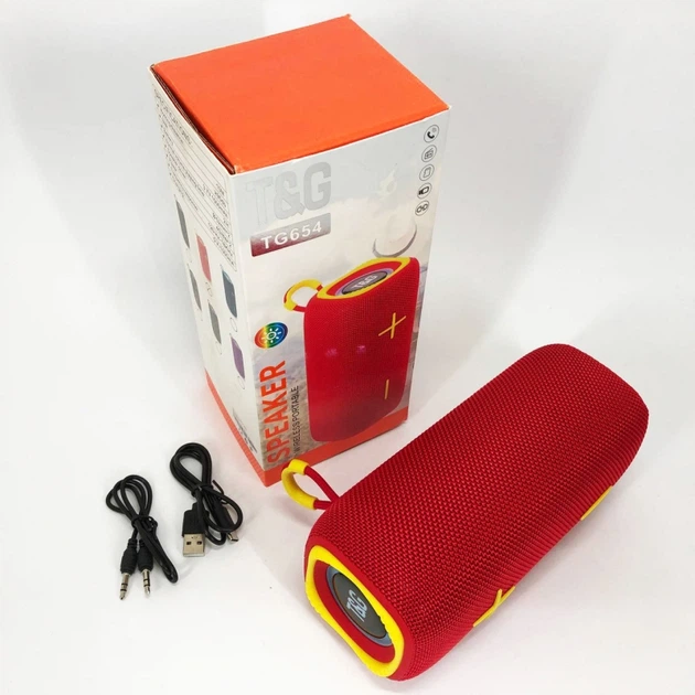 Портативна колонка TG 654 red 8W з підсвічуванням - изображение 6