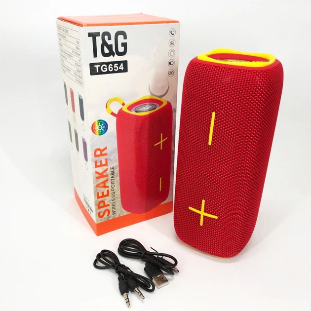 Портативна колонка TG 654 red 8W з підсвічуванням - изображение 8
