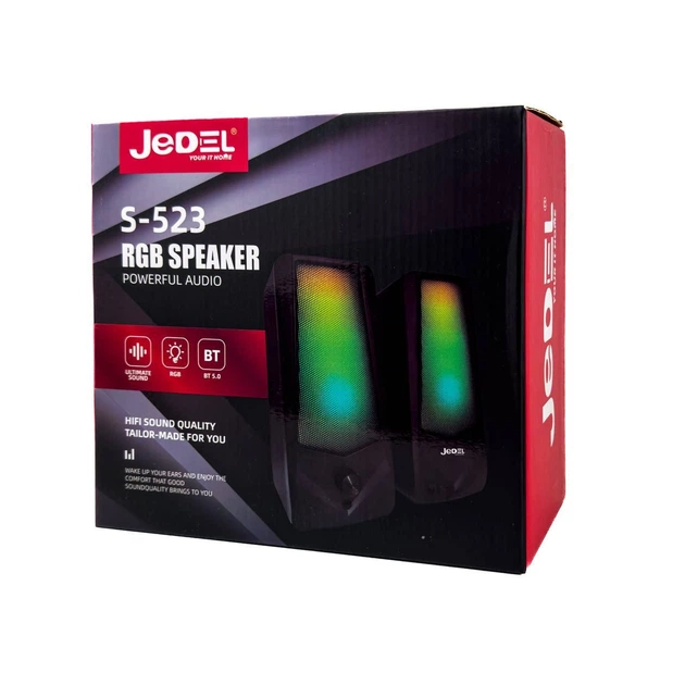 Колонки для комп'ютера JEDEL S523 акустична система LED Bluetooth чорний - Фото 3 Колонки для комп'ютера JEDEL S523 акустична система LED Bluetooth чорний - изображение 3