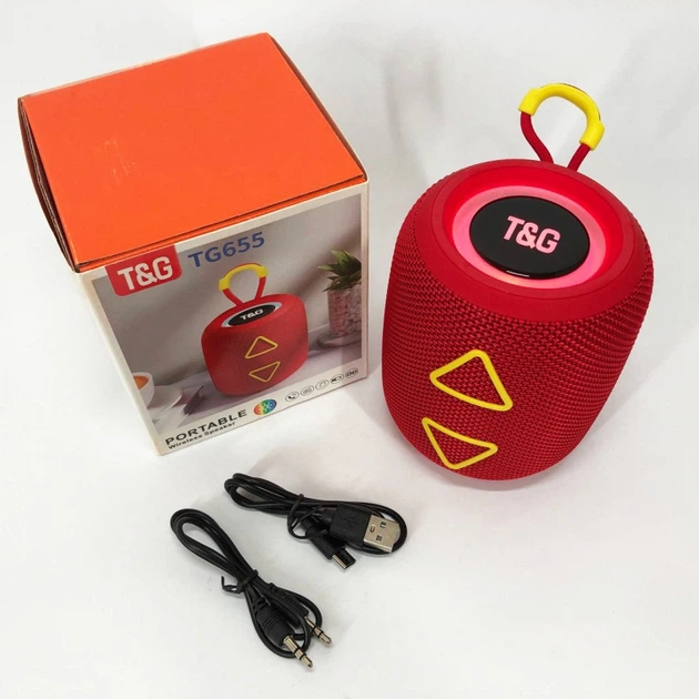 Портативна колонка TG 655 red 5W з RGB - изображение 9