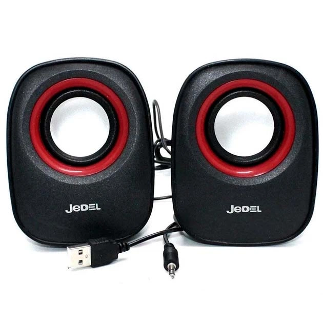 Комп'ютерні колонки Jedel M600 USB+3.5mm, 2x3W, 90Hz-20KHz, з регулятором гучності, дротові для комп'ютера або ноутбука Червоний-Чорний - Фото 3 Комп'ютерні колонки Jedel M600 USB+3.5mm, 2x3W, 90Hz-20KHz, з регулятором гучності, дротові для комп'ютера або ноутбука Червоний-Чорний - зображення 3