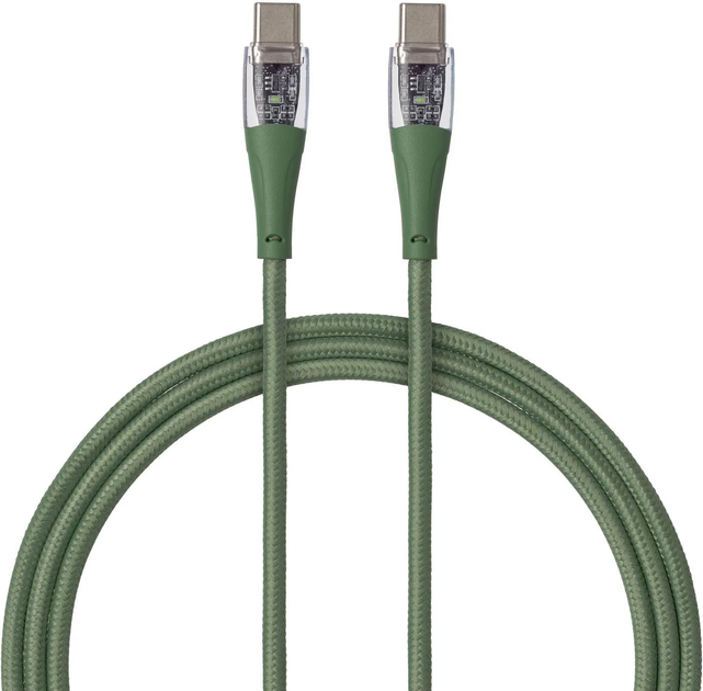 Kabel Qualo USB Type-C – USB Type-C 1.5 m Green/Transparent (5907457783393) - obraz 1