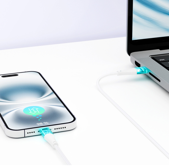 Кабель Qualo USB Type-C – USB Type-C 1.5 м White/Transparent (5907457783362) - зображення 5