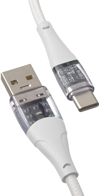 Кабель Qualo USB Type-A – USB Type-C 1.5 м White/Transparent (5907457783379) - зображення 3