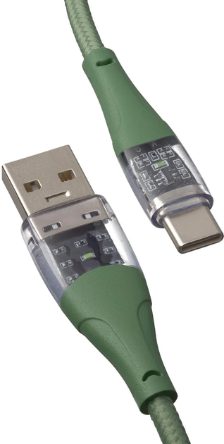 Kabel Qualo USB Type-A – USB Type-C 1.5 m Green/Transparent (5907457783409) - obraz 3